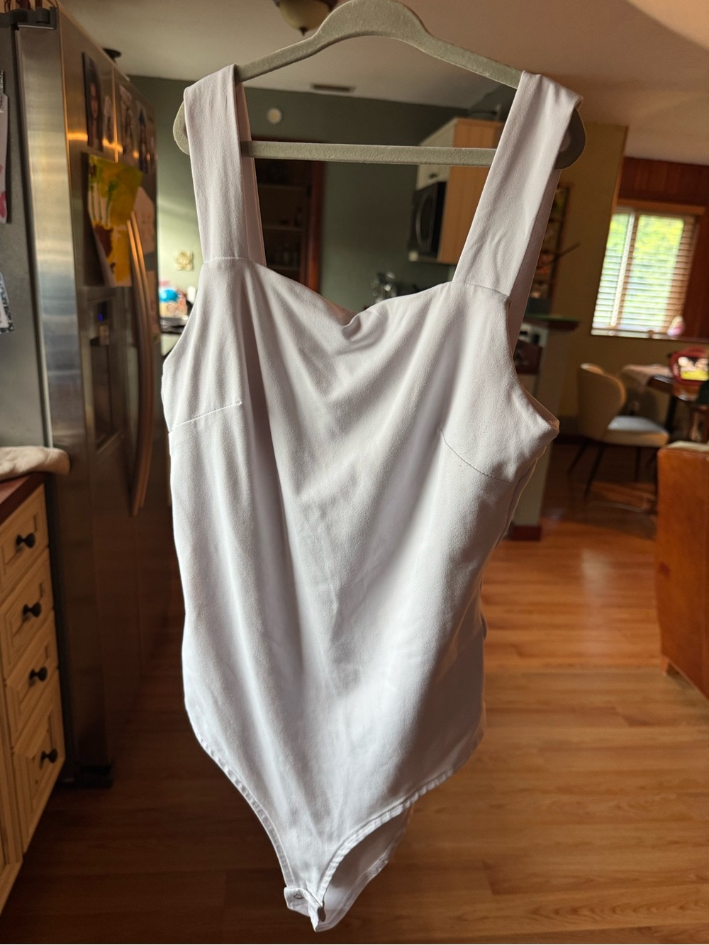 Reoria White Square-Neck Tank Bodysuit